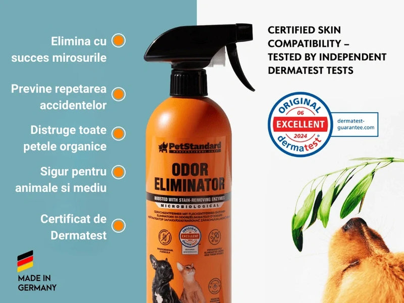 Solutie Profesionala Enzimatica pentru Eliminarea Mirosurilor, Curatare Urina Pisica si Caine, Fecale, Voma,  750 ml
