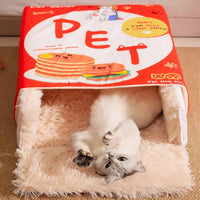 Pat pentru caini si pisici, SHAW , pufos si calduros, tip cutie, rosu