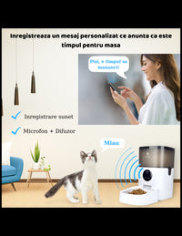 Hranitor automat Smart SHAW® pentru caini si pisici cu Camera Video infrarosu, Aplicatie telefon, Programabil, 4L