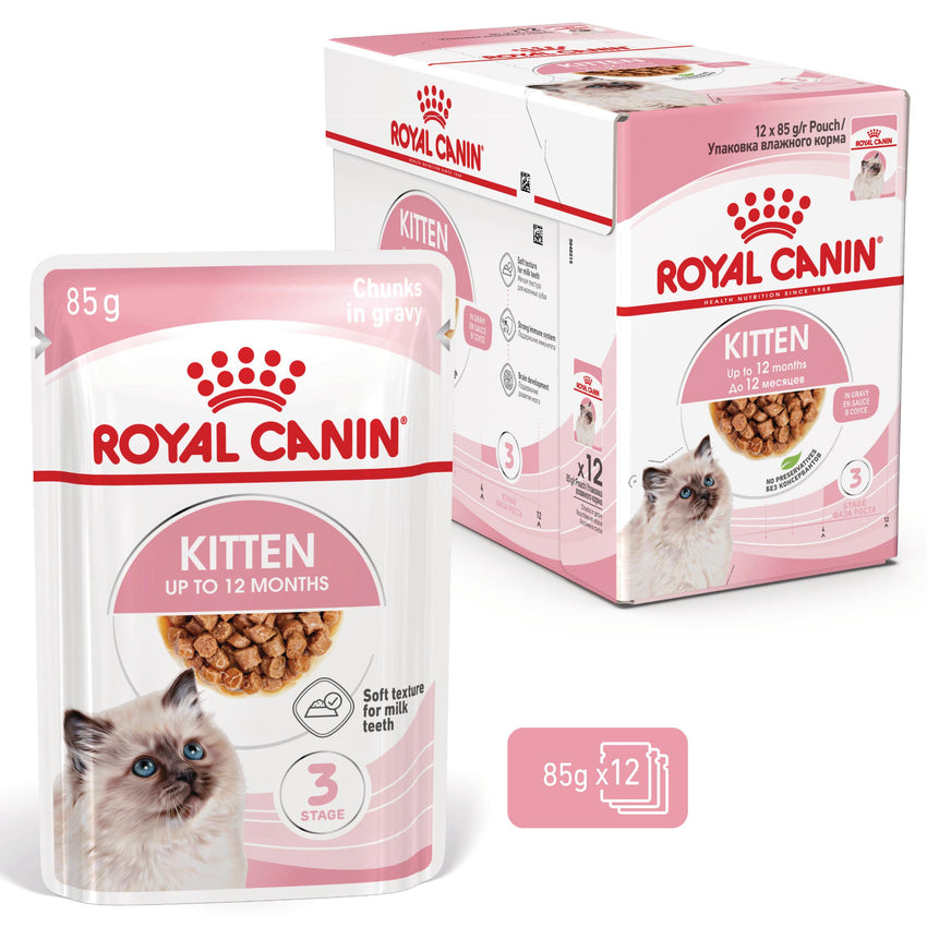 ROYAL CANIN Kitten, hrană umedă pisici junior, (în sos), bax, 85g x 12buc