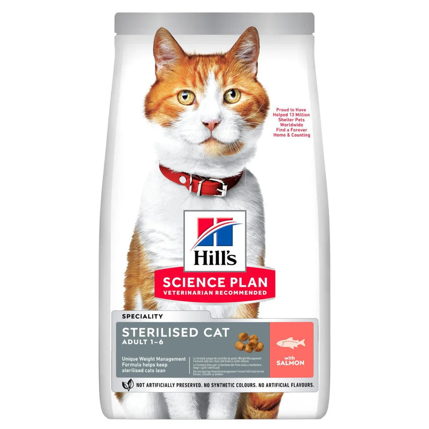 Hrana uscata pentru pisici adulte sterilizate Hill\'s Science Plan Sterilised Cat cu somon 1,5 Kg