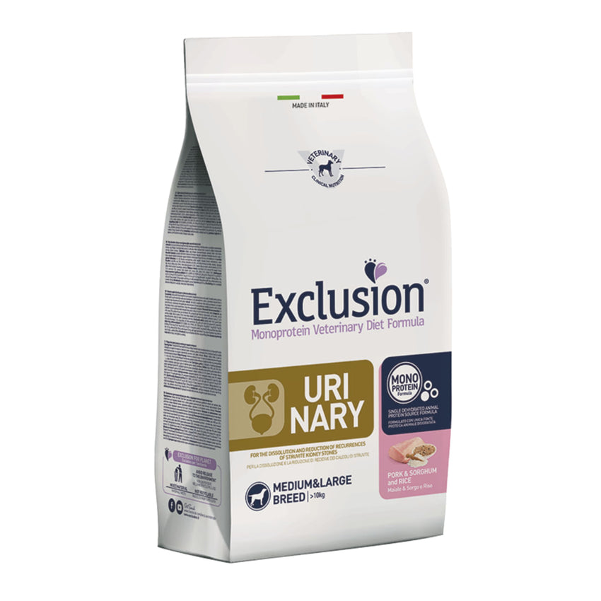 EXCLUSION Monoprotein Veterinary Diet Formula Urinary, M-XL, Porc, dietă veterinară, hrană uscată monoproteică câini, sistem urinar, 12kg