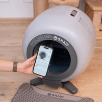 Litiera automata smart SHAW® LUNA pentru pisici, auto-curatare, izolare mirosuri, aplicatie mobila, 9L