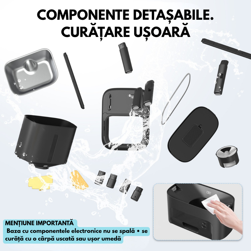 Hranitor automat smart SHAW® Titan pentru caini, aplicatie mobila, 15L, programare hranire, negru