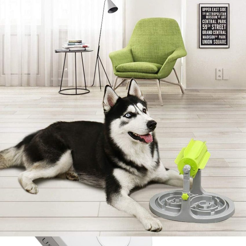 Jucarie Interactiva pentru Caini si Pisici SHAW tip Hranitor cu Rulare, Hranire Lenta si Stimulare Mentala