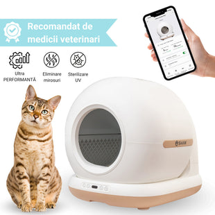 RESIGILAT - Litiera automata Smart SHAW® PRO pentru pisici, auto-curatare, sterilizare UV, odorizant, aplicatie mobila