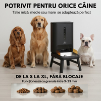 Hranitor automat smart SHAW® Titan pentru caini, aplicatie mobila, 15L, programare hranire, negru