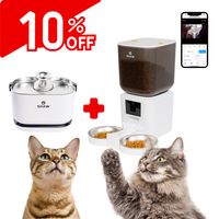 Kit Hranitor automat SHAW cu 2 boluri alb + Fantana PRO V3 fara aplicatie alb