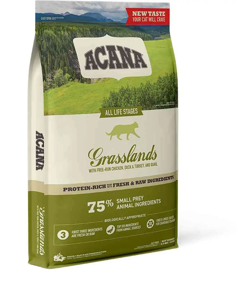 Hrana uscata premium fara cereale pentru pisici, cu miel, rata si peste - ACANA Cat Grasslands New