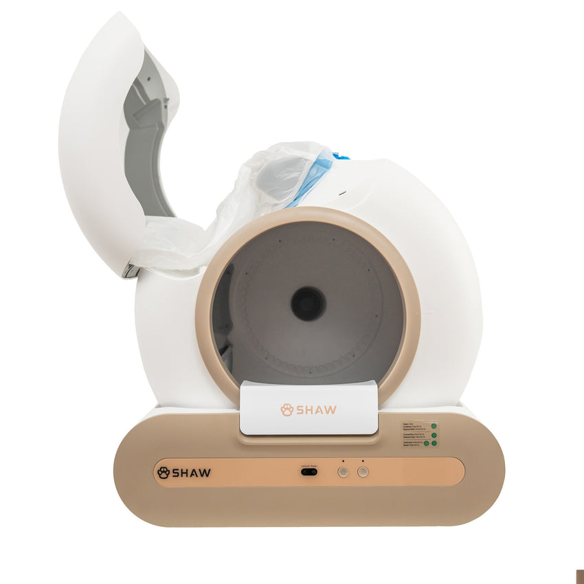 RESIGILAT - Litiera automata smart SHAW® Plus, pentru pisici, auto-curatare, eliminare mirosuri, aplicatie mobila, 9L
