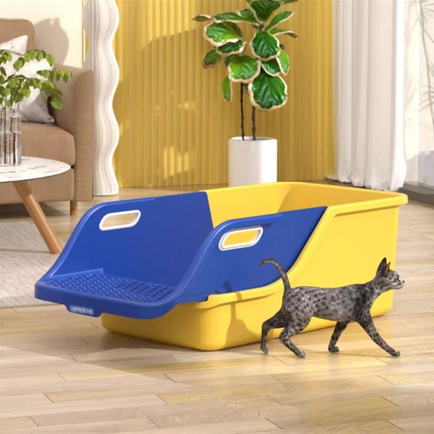 Litiera XL pentru Pisici SHAW®, Plastic, Pereti Inaltati, Filtru cu tava Inclusa, Usor de Curatat