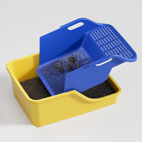 Litiera XL pentru Pisici SHAW®, Plastic, Pereti Inaltati, Filtru cu tava Inclusa, Usor de Curatat