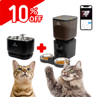 Kit Hranitor automat SHAW cu 2 boluri negru + Fantana PRO V3 fara aplicatie negru