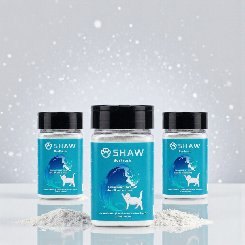 Parfumant si neutralizator de miros pentru litiera pisicii, SHAW Borfresh, cu bor natural