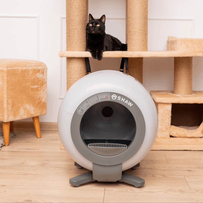 Litiera automata smart SHAW® LUNA pentru pisici, auto-curatare, izolare mirosuri, aplicatie mobila, 9L