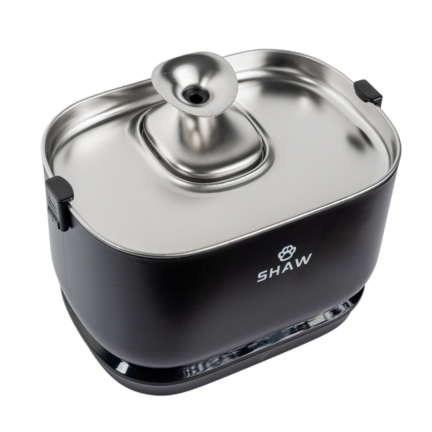 Fantana de apa smart SHAW® PRO V3 cu baterie si senzor, aplicatie mobila, sterilizare UV, pompa wireless, sistem filtrare, Negru