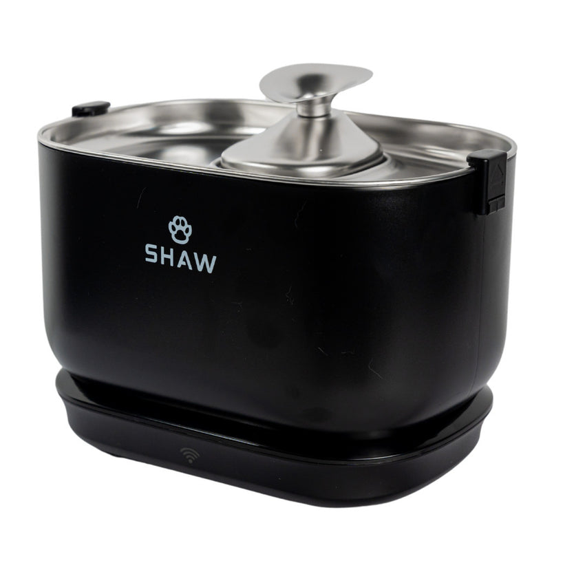 Fantana de apa smart SHAW® PRO V3 cu baterie si senzor, aplicatie mobila, sterilizare UV, pompa wireless, sistem filtrare, Negru