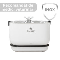 Fantana de apa smart SHAW® PRO V3 cu baterie si senzor, aplicatie mobila, sterilizare UV, pompa wireless, sistem filtrare, Alb