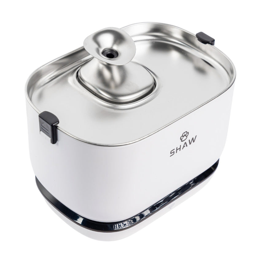 Fantana de apa smart SHAW® PRO V3 cu baterie si senzor, aplicatie mobila, sterilizare UV, pompa wireless, sistem filtrare, Alb