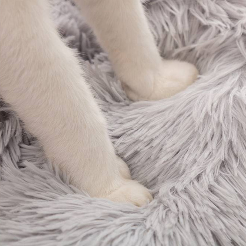 Pat pufos si moale pentru Caini sau Pisici, SHAW®, 50 x 50 cm, Gri deschis