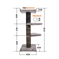 Ansamblu de joaca si catarat pentru pisici cu sisal, SHAW, MDF, gri, model Paris