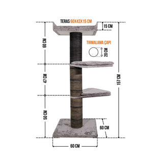 Ansamblu de joaca si catarat pentru pisici cu sisal, SHAW, MDF, gri, model Paris