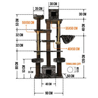 Ansamblu de joaca si catarat pentru pisici cu sisal, SHAW, MDF, bej, model Los Angeles
