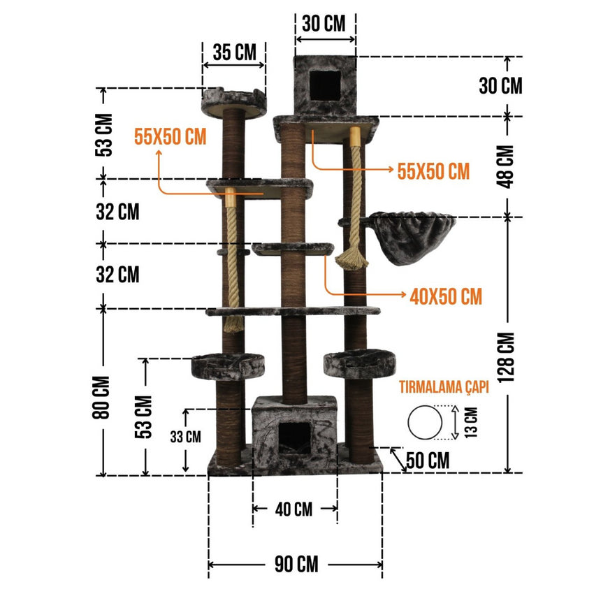 Ansamblu de joaca si catarat pentru pisici cu sisal, SHAW, MDF, bej, model Los Angeles
