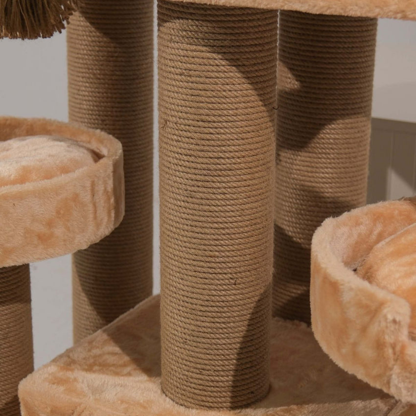 Ansamblu de joaca si catarat pentru pisici cu sisal, SHAW, MDF, bej, model Los Angeles