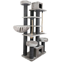 Ansamblu de joaca si catarat pentru pisici cu sisal, SHAW, MDF, gri, model Los Angeles