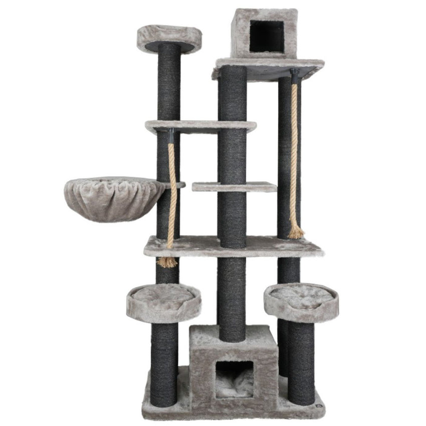 Ansamblu de joaca si catarat pentru pisici cu sisal, SHAW, MDF, gri, model Los Angeles