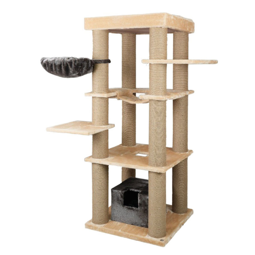 Ansamblu de joaca si catarat pentru pisici cu sisal, SHAW, MDF, bej, model Madrid