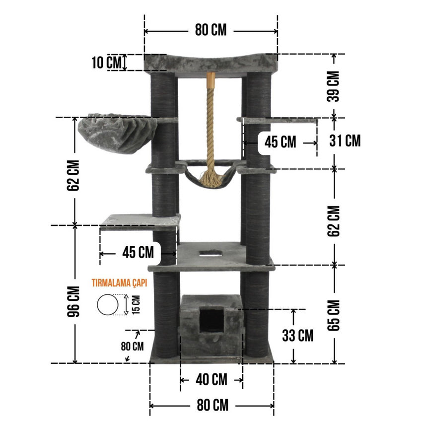 Ansamblu de joaca si catarat pentru pisici cu sisal, SHAW, MDF, bej, model Madrid