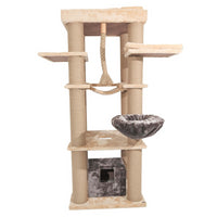 Ansamblu de joaca si catarat pentru pisici cu sisal, SHAW, MDF, bej, model Madrid