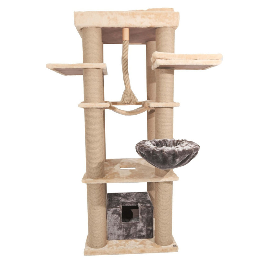 Ansamblu de joaca si catarat pentru pisici cu sisal, SHAW, MDF, bej, model Madrid