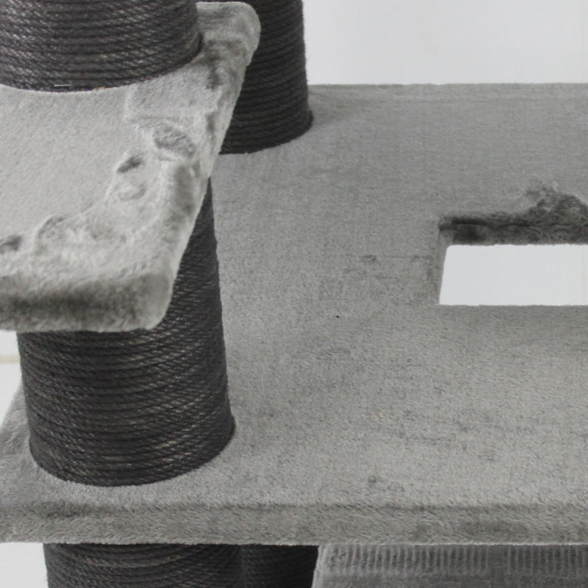 Ansamblu de joaca si catarat pentru pisici cu sisal, SHAW, MDF, gri, model Madrid