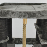 Ansamblu de joaca si catarat pentru pisici cu sisal, SHAW, MDF, gri, model Madrid