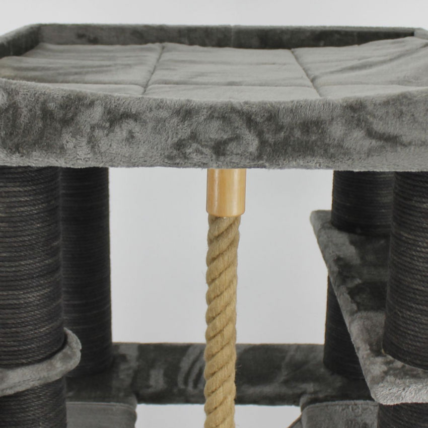 Ansamblu de joaca si catarat pentru pisici cu sisal, SHAW, MDF, gri, model Madrid