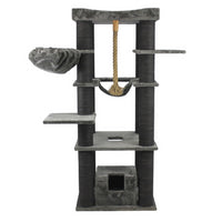 Ansamblu de joaca si catarat pentru pisici cu sisal, SHAW, MDF, gri, model Madrid