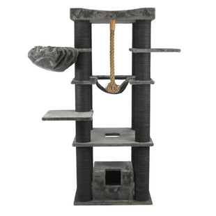 Ansamblu de joaca si catarat pentru pisici cu sisal, SHAW, MDF, gri, model Madrid