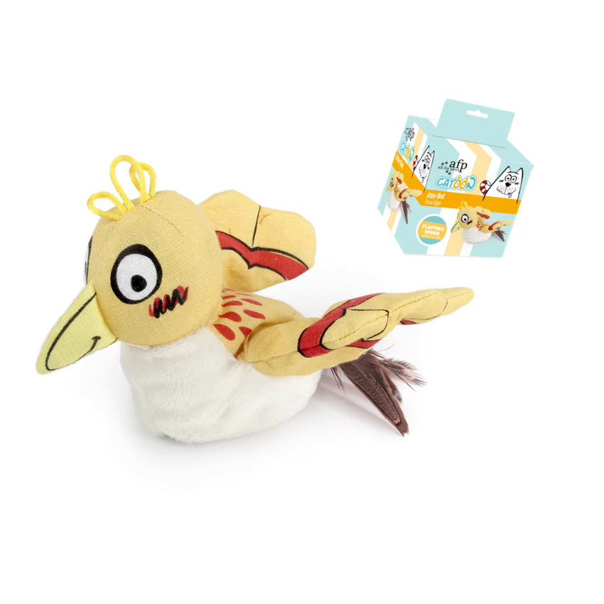 Jucarie pentru Pisici SHAW tip Pasare Interactiva cu Aripi Batante si Coada din Pene, Stimuleaza Instinctul de Vanatoare