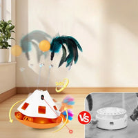 Jucarie Interactiva 3-in-1 pentru Pisici SHAW – Cu Laser, Bila, Pene si 4 Moduri de Viteza