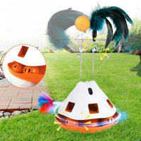 Jucarie Interactiva 3-in-1 pentru Pisici SHAW – Cu Laser, Bila, Pene si 4 Moduri de Viteza