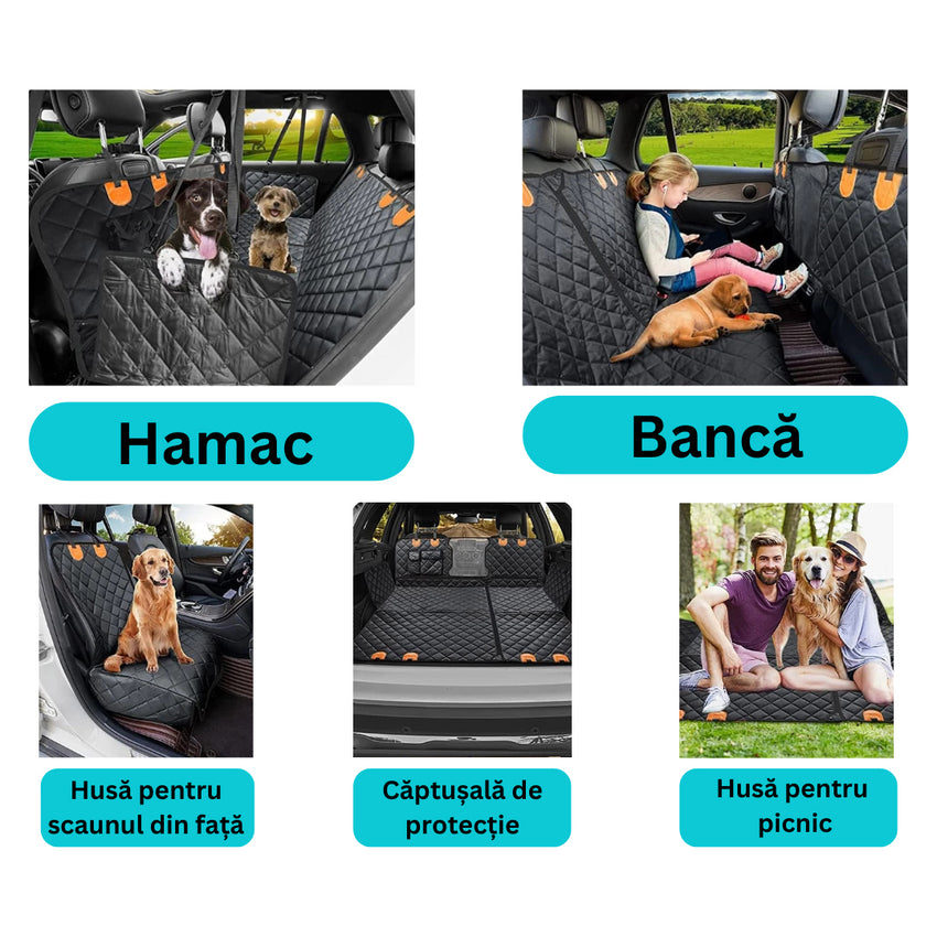 Husa Auto pentru Caini SHAW, Impermeabila, Prindere la Manerele Usilor