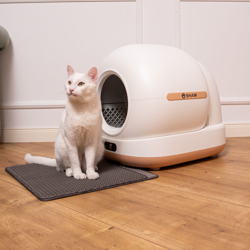 Litiera automata smart SHAW® Ultra View pentru pisici, camera video, auto-curatare, sterilizare UV, odorizant, aplicatie mobila