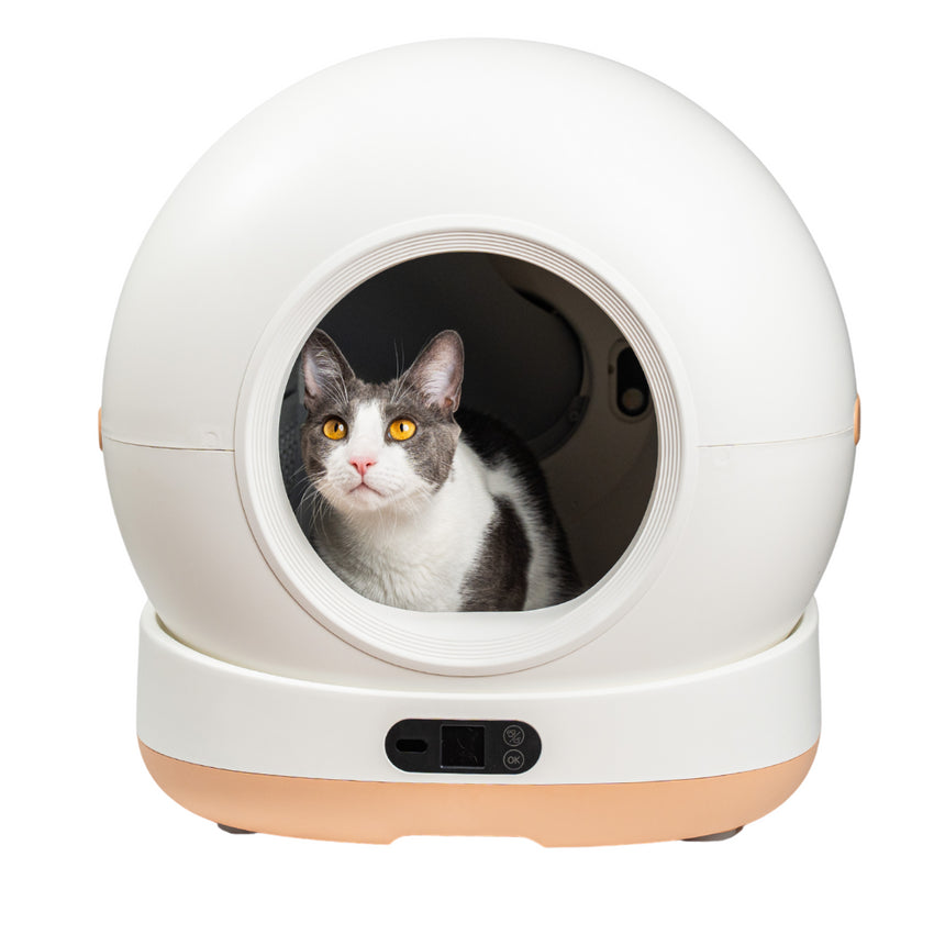 Litiera automata smart SHAW® Ultra View pentru pisici, camera video, auto-curatare, sterilizare UV, odorizant, aplicatie mobila