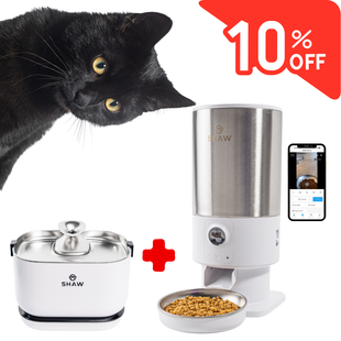 Kit Hranitor automat SHAW PRO V3 alb + Fantana PRO V3 fara aplicatie alb