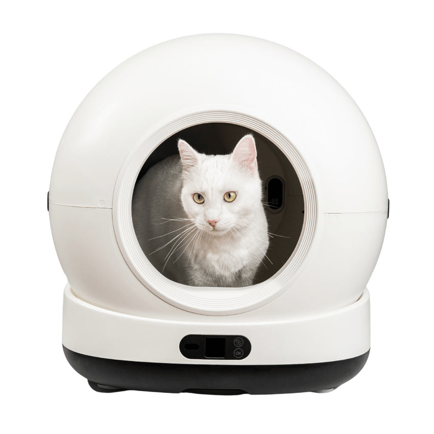 Litiera automata smart SHAW® Ultra View pentru pisici, camera video, auto-curatare, sterilizare UV, odorizant, aplicatie mobila