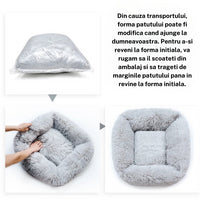 Pat pufos si moale pentru Caini, SHAW®, 95 x 75 cm, Gri deschis