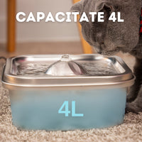 Fantana de apa smart SHAW® inox, aplicatie mobila, filtrare apa, 4L, argintiu